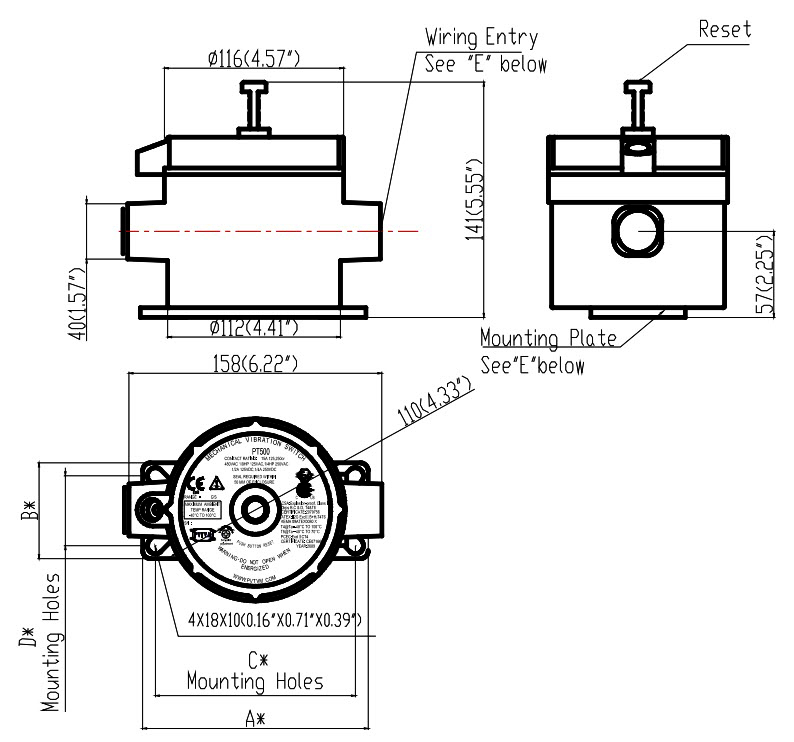 IM6 سوئیچ لرزشی مکانیکی پی‌وی‌تی‌وی‌ام PVTVM Mechanical Vibration Switch PT500
